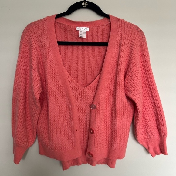 🍭 Venus Cardigan and Shell 2 pieces Coral Size S - Picture 1 of 6